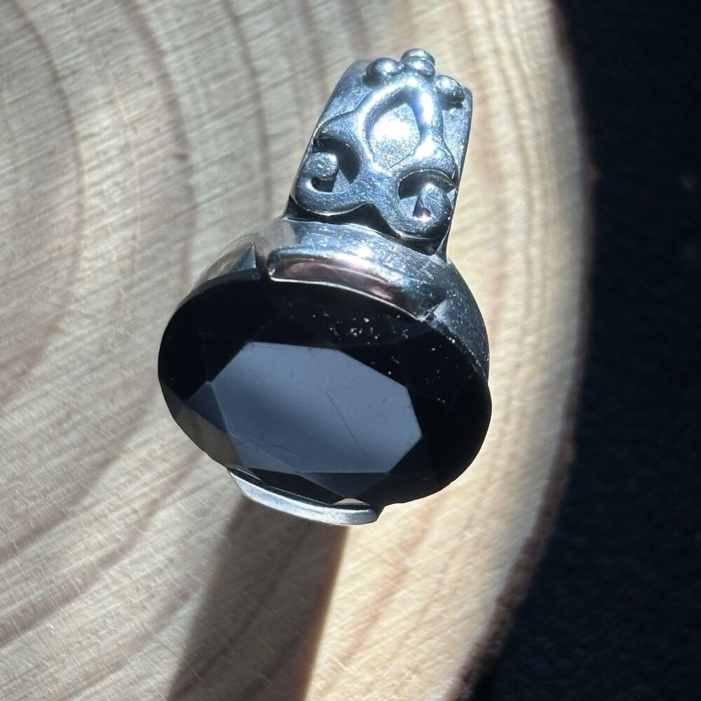 Silpada Retired Black Chalcedony Onyx Large Ring R1410 Size 7